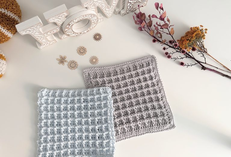 Crochet Waffle Stitch Dishcloth/Washcloth Pattern with a Video