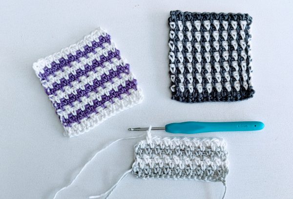 moss stitch crochet colour change examples