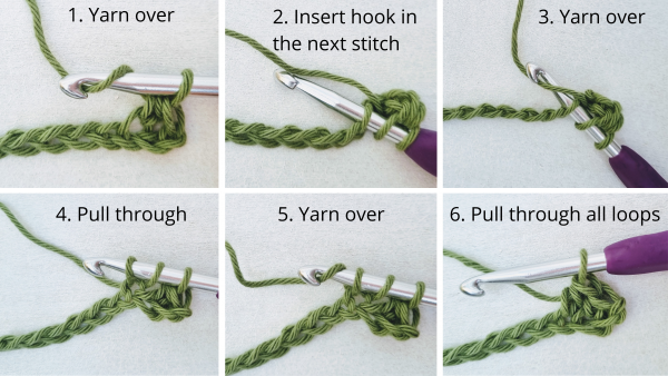 demi-crochet double instructions étape par étape