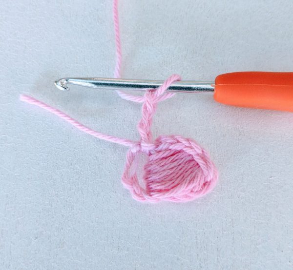 crochet hook and start of second petal 