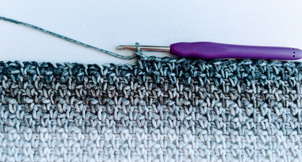 moss stitch scarf in progress