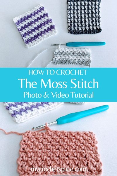 moss stitch crochet tutorial pinterest pin