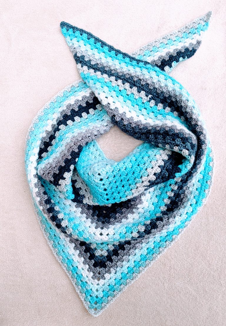 Crochet Triangle Shawl – Aquamarine Joy