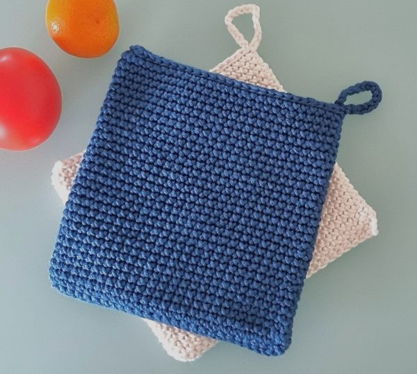 two crochet potholders