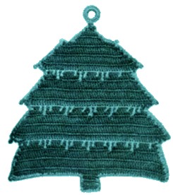 christmas tree crochet potholder