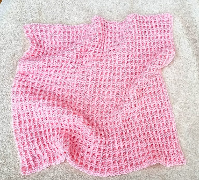 Double Waffle Crochet Baby Blanket