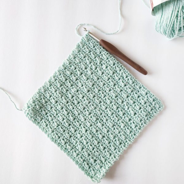 crochet washcloth in mint colour