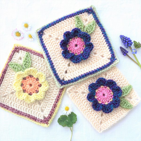 unusual granny squares with flowers