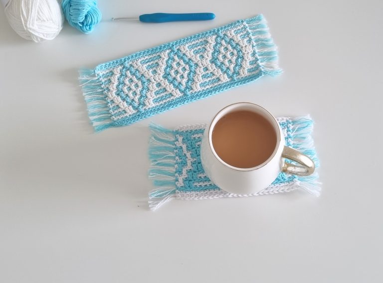 Mug Rug Mosaic Crochet Pattern — collage image