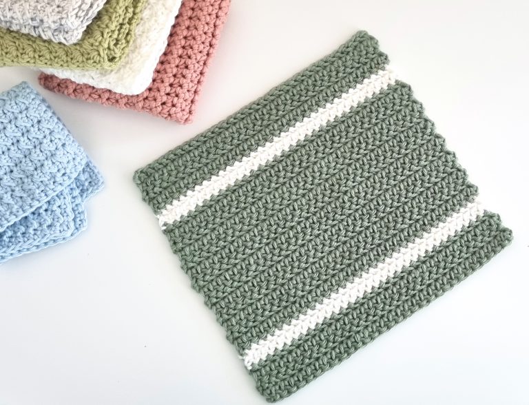 Herringbone Half Double Crochet Washcloth