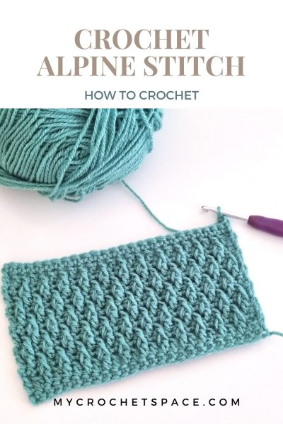 Alpine stitch crochet example, made with green yarn