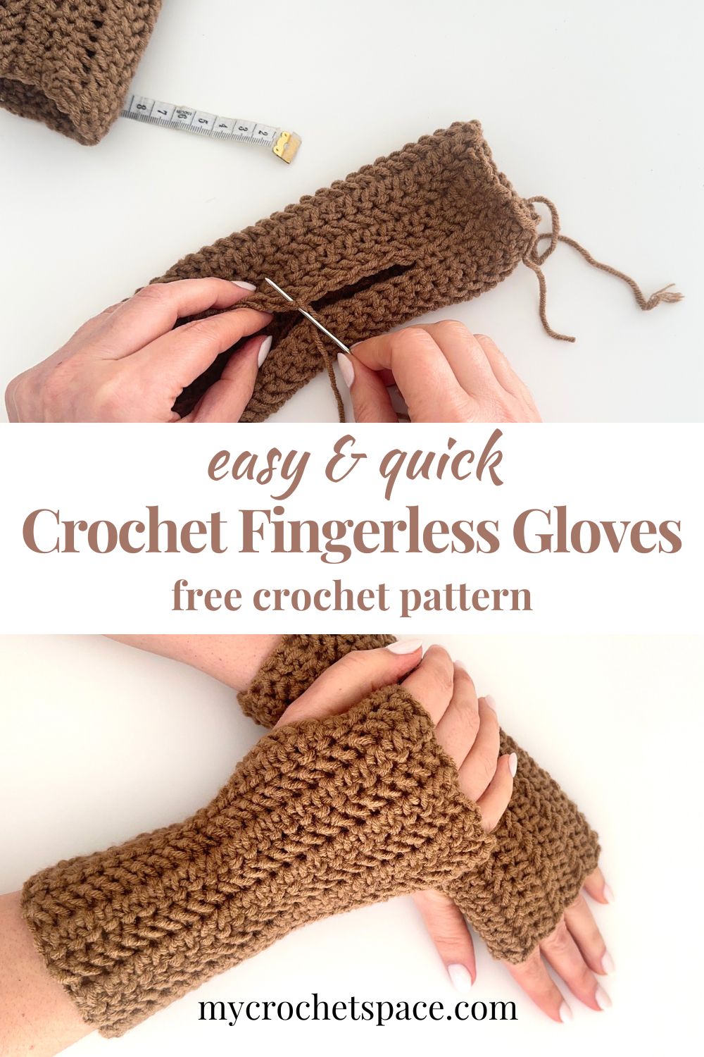 Cozy Up for Fall - Herringbone Crochet Fingerless Gloves - My Crochet Space