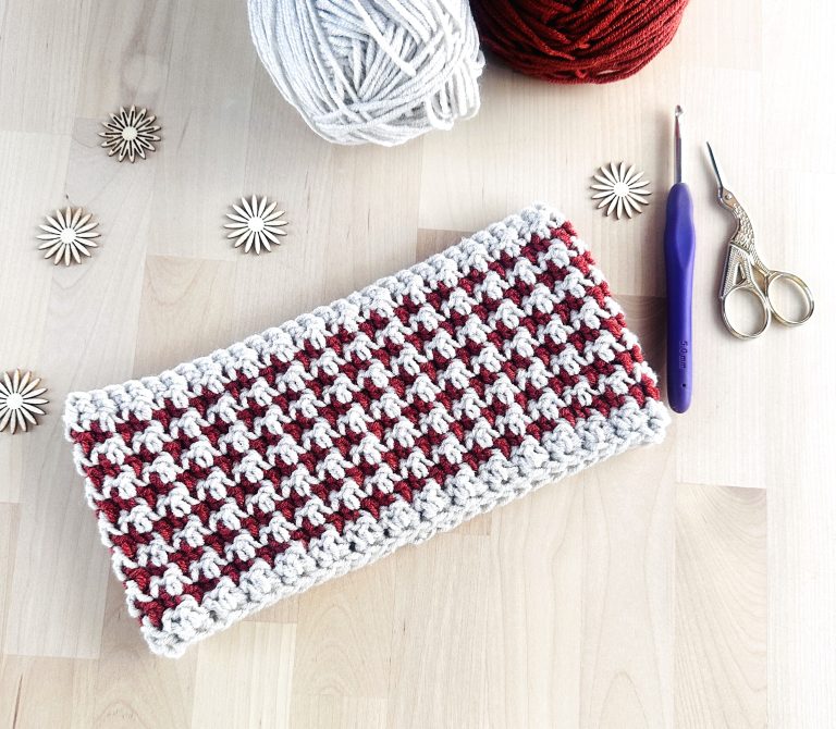 Houndstooth crochet headband ear warmer