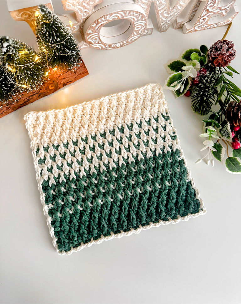 Winter Spruce crochet trivet free pattern