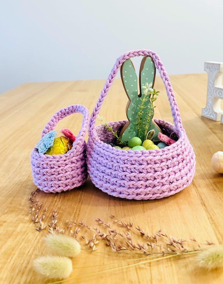 Free crochet Easter basket pattern with handle