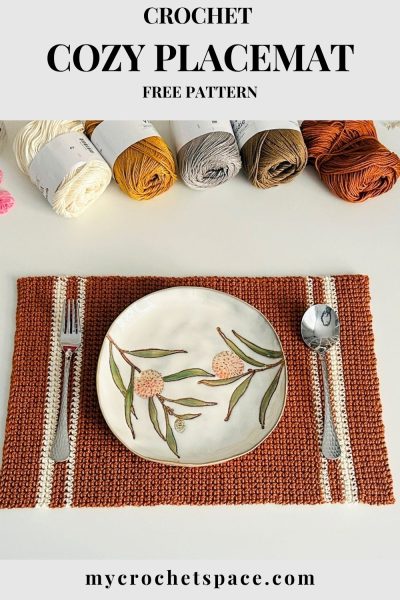 Crochet cozy placemat - free pattern - pin